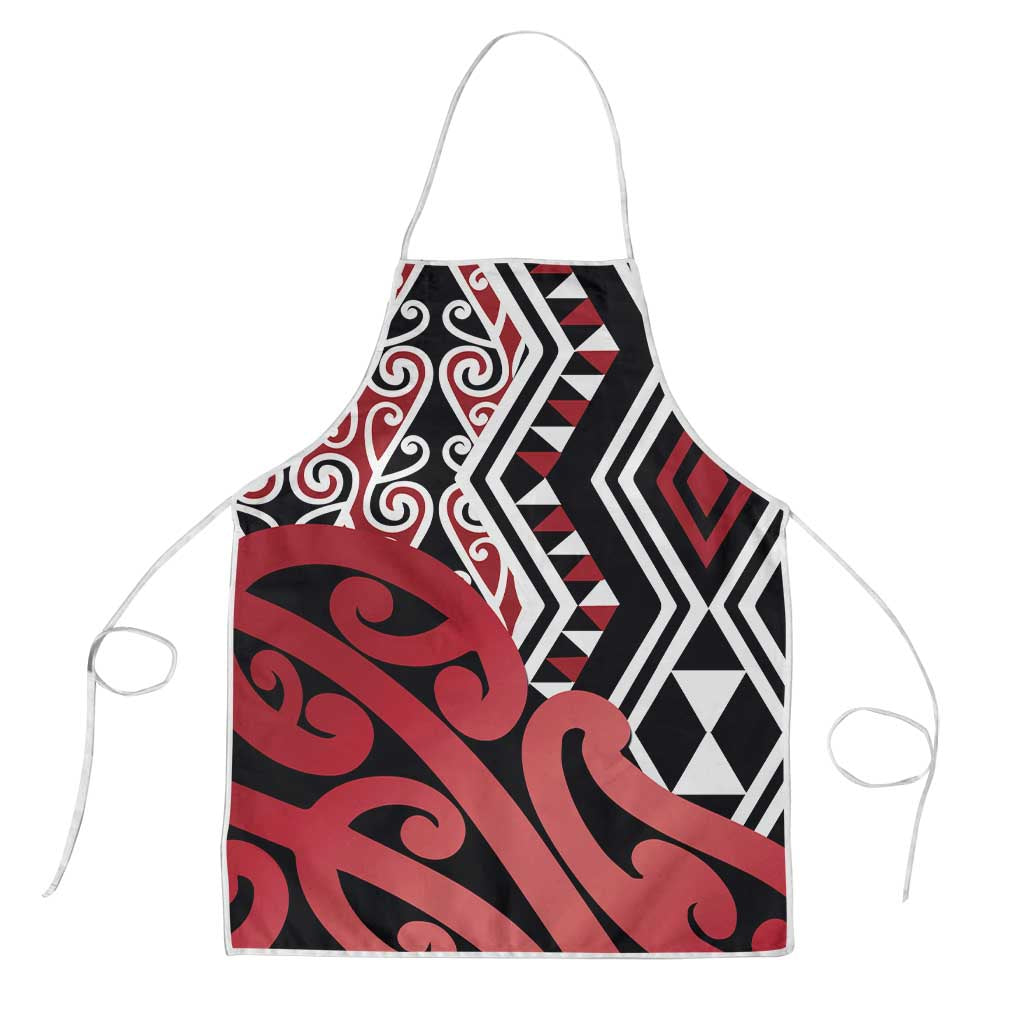 New Zealand Apron Aotearoa Kowhaiwhai Mix Taniko Art - Red LT14 Red - Polynesian Pride