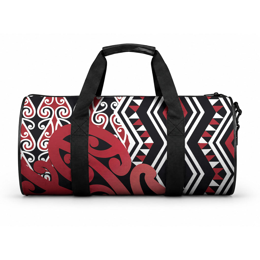 New Zealand Duffle Bag Aotearoa Kowhaiwhai Mix Taniko Art - Red LT14 One size Red - Polynesian Pride