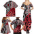 New Zealand Family Matching Summer Maxi Dress and Hawaiian Shirt Aotearoa Kowhaiwhai Mix Taniko Art - Red