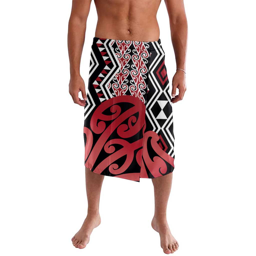 New Zealand Lavalava Aotearoa Kowhaiwhai Mix Taniko Art - Red