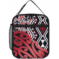 New Zealand Lunch Bag Aotearoa Kowhaiwhai Mix Taniko Art - Red LT14 10.2 × 8.3 × 4.3 inch Red - Polynesian Pride