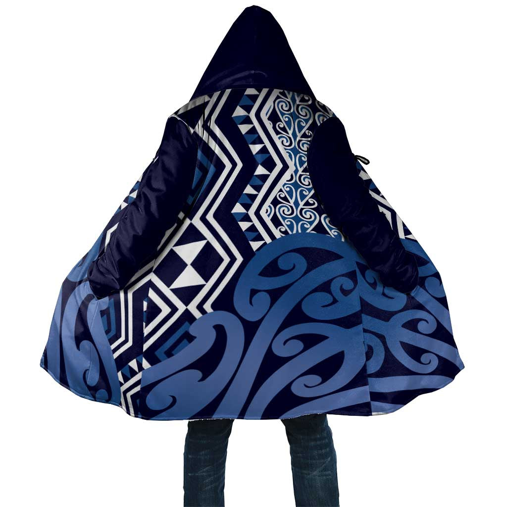 New Zealand Cloak Aotearoa Kowhaiwhai Mix Taniko Art - Blue LT14 Unisex Blue - Polynesian Pride