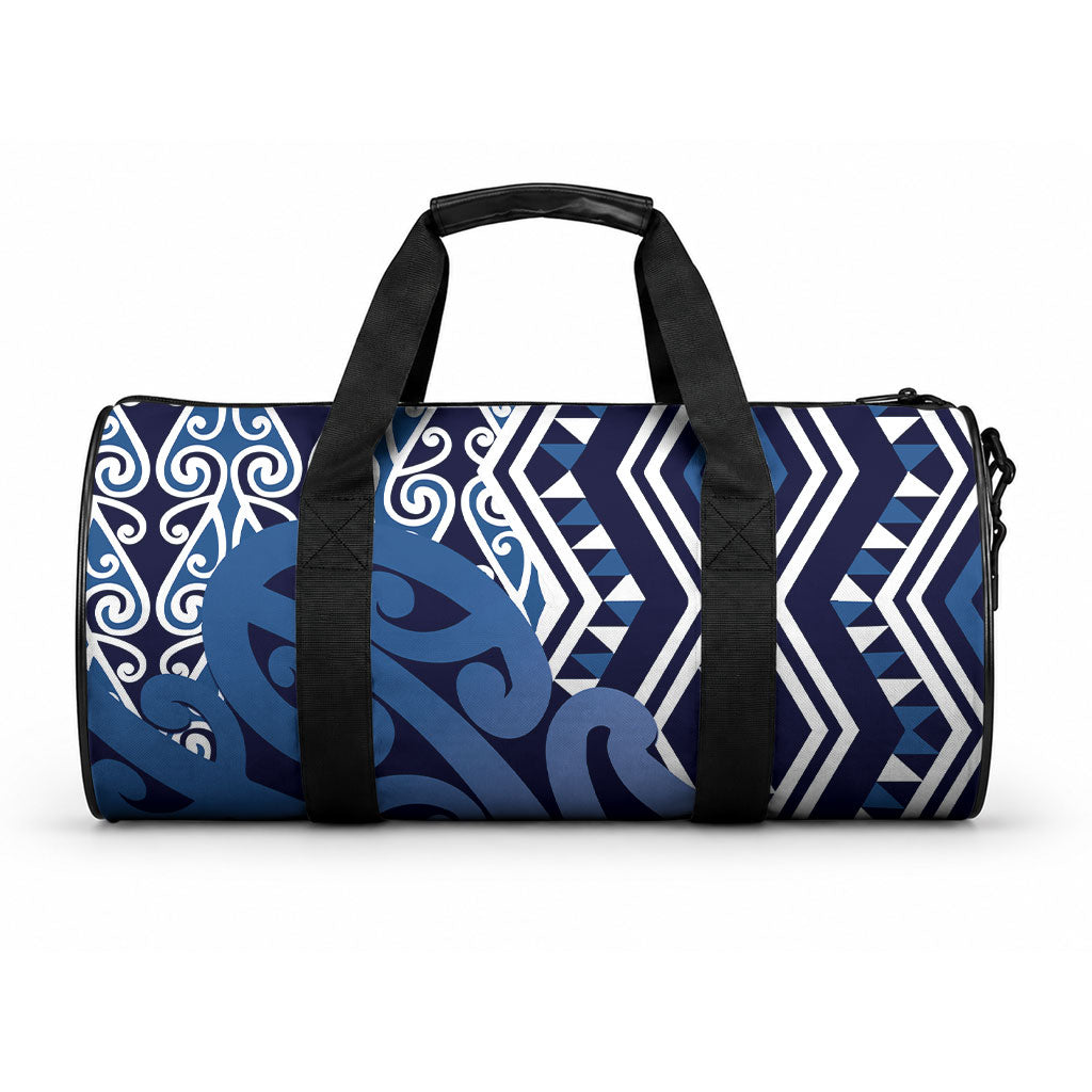 New Zealand Duffle Bag Aotearoa Kowhaiwhai Mix Taniko Art - Blue LT14 One size Blue - Polynesian Pride