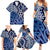 New Zealand Family Matching Summer Maxi Dress and Hawaiian Shirt Aotearoa Kowhaiwhai Mix Taniko Art - Blue