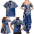 New Zealand Family Matching Summer Maxi Dress and Hawaiian Shirt Aotearoa Kowhaiwhai Mix Taniko Art - Blue