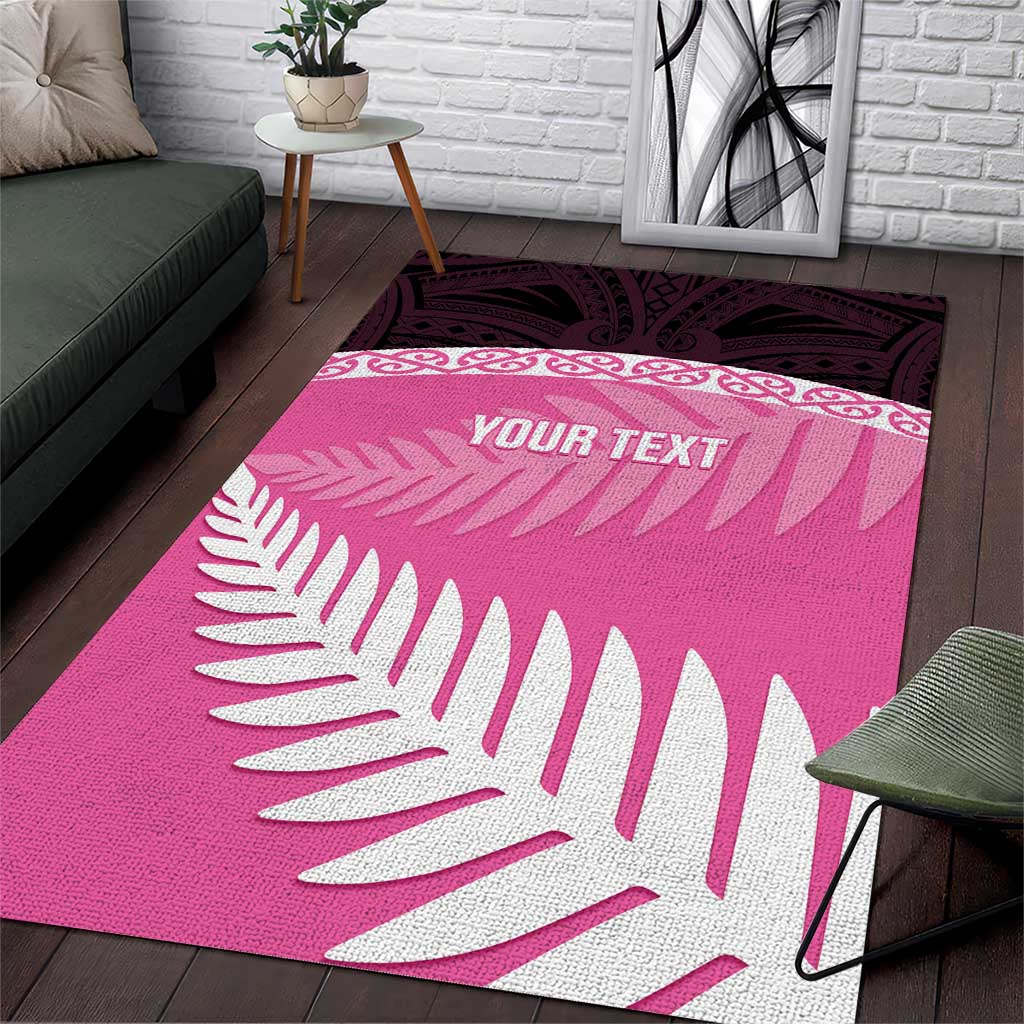 Custom New Zealand Aotearoa Cricket Area Rug Go White Silver Fern