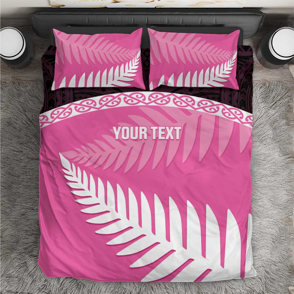 Custom New Zealand Aotearoa Cricket Bedding Set Go White Silver Fern LT14 Pink - Polynesian Pride