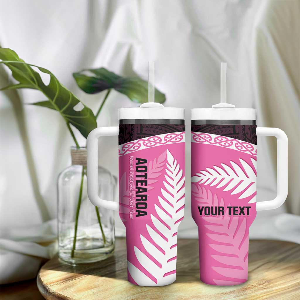 Personalised Aotearoa Cricket Tumbler With Handle Go White Silver Fern LT14 - Polynesian Pride