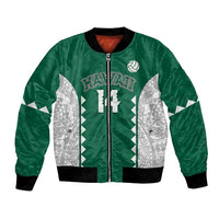 Custom Hawaii Volleyball Bomber Jacket Hawaiian Kakau Pattern LT14 Unisex Green - Polynesian Pride