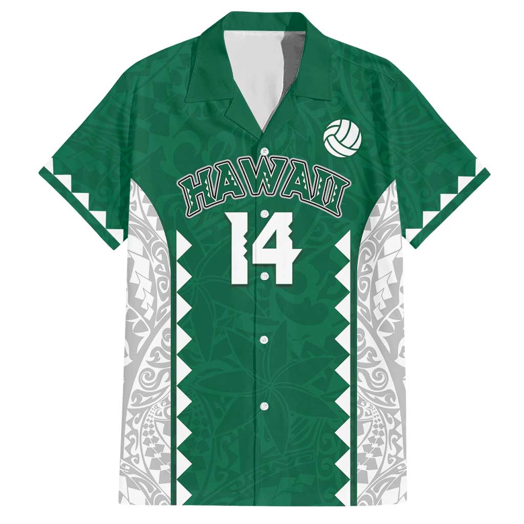 Custom Hawaii Volleyball Hawaiian Shirt Hawaiian Kakau Pattern LT14 Green - Polynesian Pride