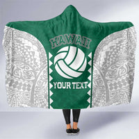 Custom Hawaii Volleyball Hooded Blanket Hawaiian Kakau Pattern LT14 One Size Green - Polynesian Pride