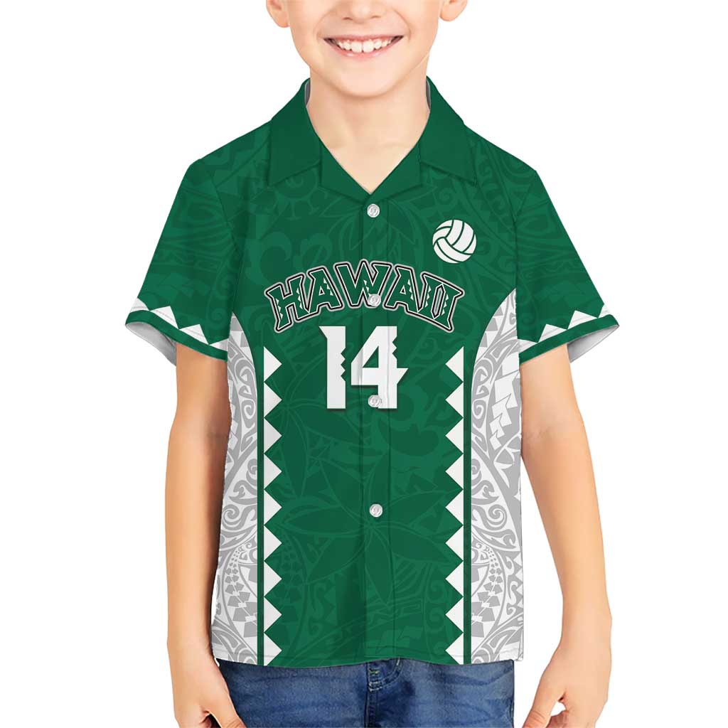 Custom Hawaii Volleyball Kid Hawaiian Shirt Hawaiian Kakau Pattern LT14 Kid Green - Polynesian Pride