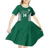 Custom Hawaii Volleyball Kid Short Sleeve Dress Hawaiian Kakau Pattern LT14 - Polynesian Pride