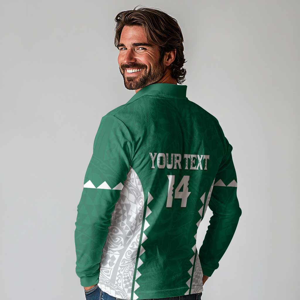 Custom Hawaii Volleyball Long Sleeve Polo Shirt Hawaiian Kakau Pattern LT14 - Polynesian Pride