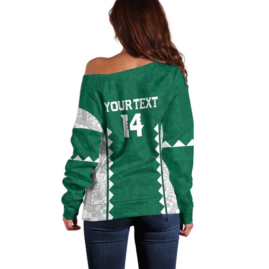 Custom Hawaii Volleyball Off Shoulder Sweater Hawaiian Kakau Pattern LT14 - Polynesian Pride
