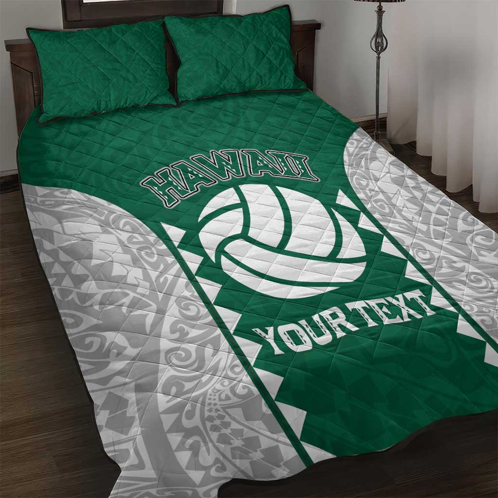 Custom Hawaii Volleyball Quilt Bed Set Hawaiian Kakau Pattern LT14 Green - Polynesian Pride