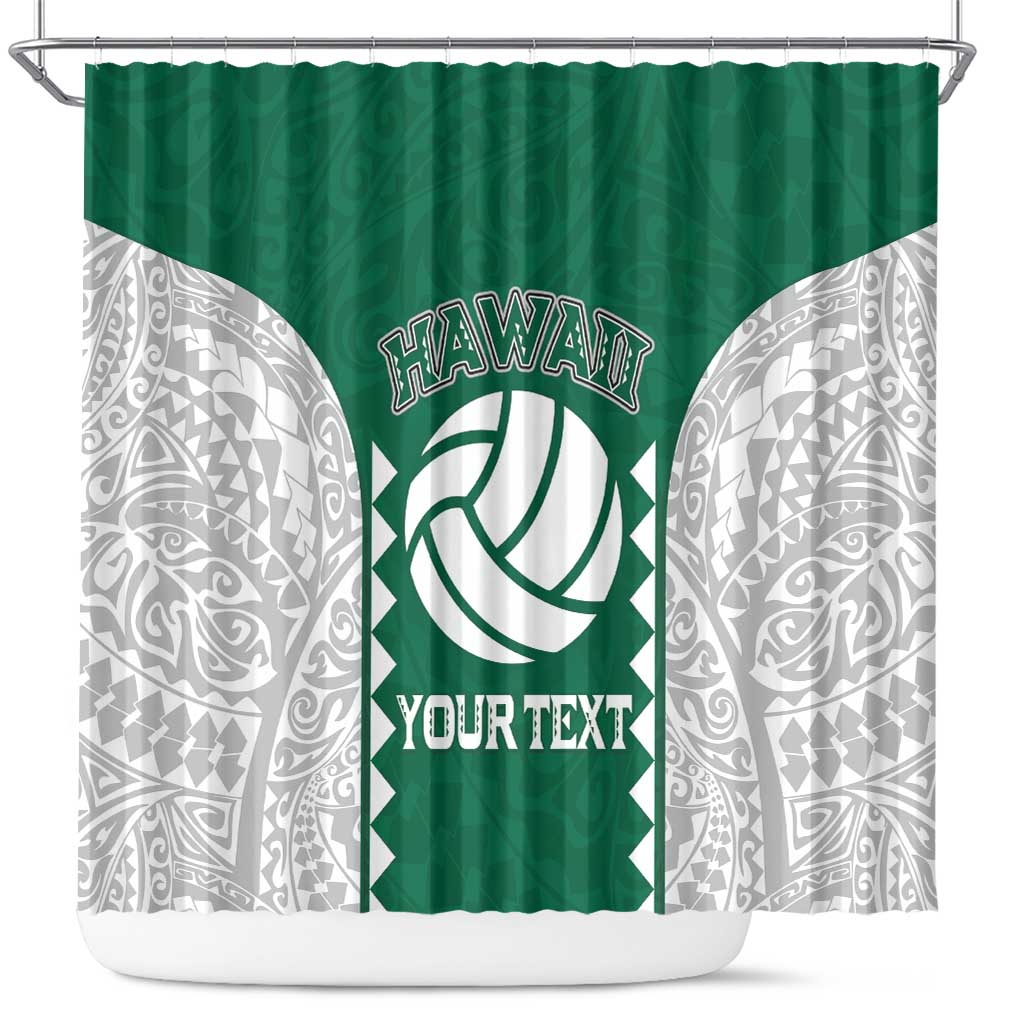 Custom Hawaii Volleyball Shower Curtain Hawaiian Kakau Pattern LT14 Green - Polynesian Pride