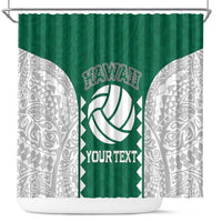 Custom Hawaii Volleyball Shower Curtain Hawaiian Kakau Pattern LT14 Green - Polynesian Pride