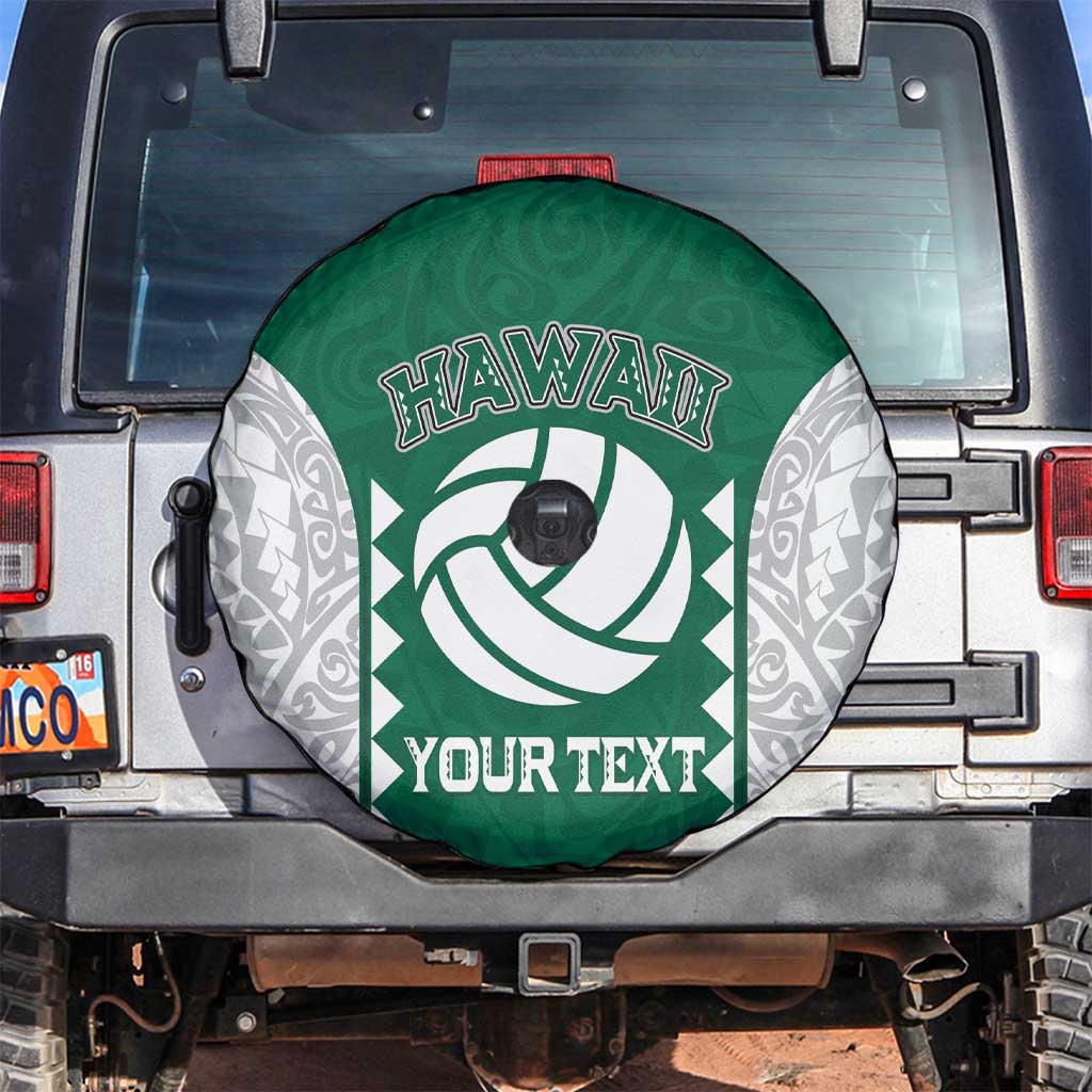 Custom Hawaii Volleyball Spare Tire Cover Hawaiian Kakau Pattern LT14 Green - Polynesian Pride