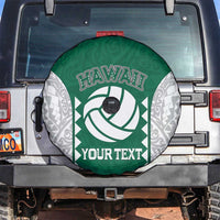 Custom Hawaii Volleyball Spare Tire Cover Hawaiian Kakau Pattern LT14 Green - Polynesian Pride