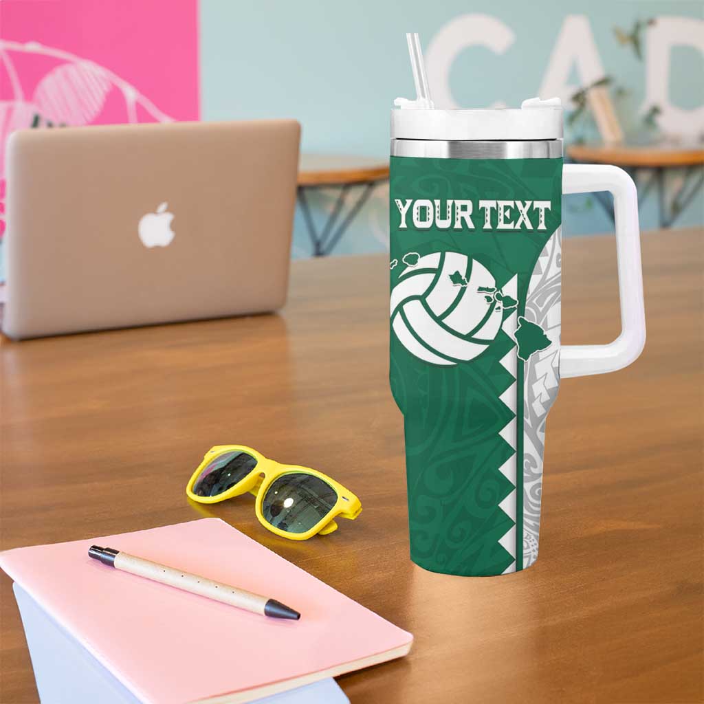 Custom Hawaii Volleyball Tumbler With Handle Hawaiian Kakau Pattern LT14 - Polynesian Pride