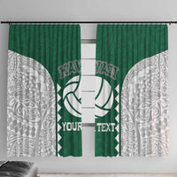 Custom Hawaii Volleyball Window Curtain Hawaiian Kakau Pattern LT14 With Hooks Green - Polynesian Pride