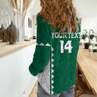 Custom Hawaii Volleyball Women Casual Shirt Hawaiian Kakau Pattern LT14 - Polynesian Pride