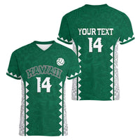 Custom Hawaii Volleyball Women V-Neck T-Shirt Hawaiian Kakau Pattern LT14 - Polynesian Pride