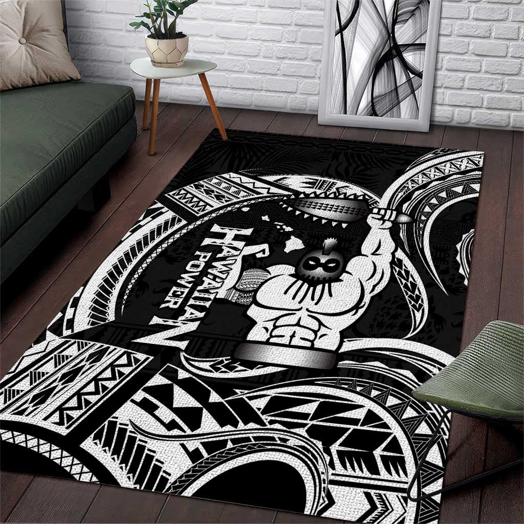 Black Hawaii Ikaika Warrior Area Rug Hawaiian Power LT14 Black - Polynesian Pride