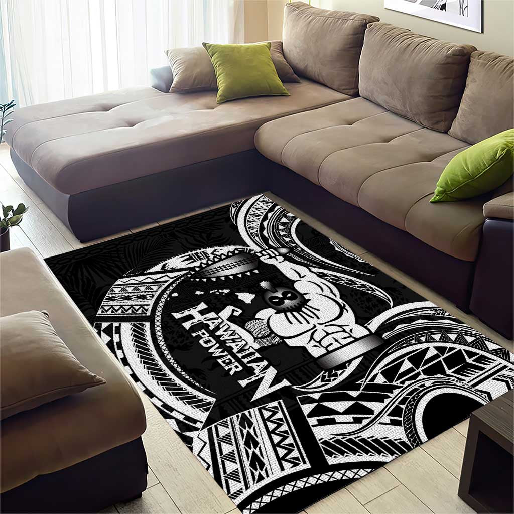 Black Hawaii Ikaika Warrior Area Rug Hawaiian Power LT14 - Polynesian Pride