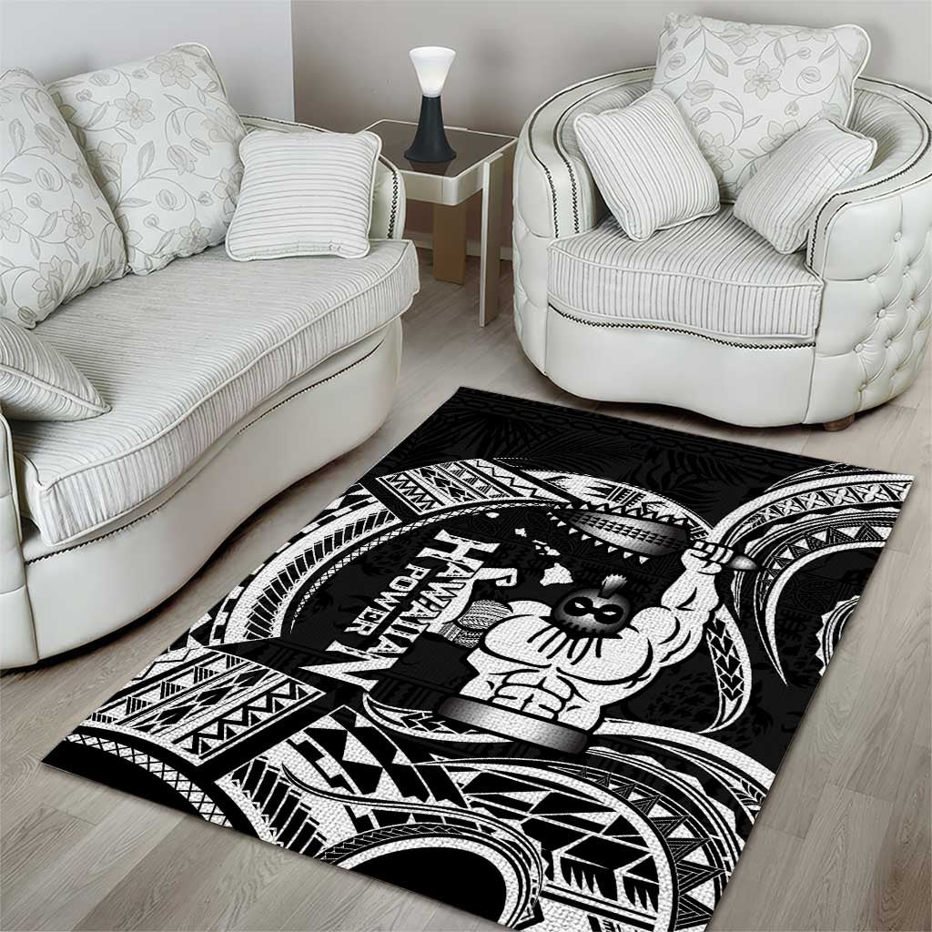 Black Hawaii Ikaika Warrior Area Rug Hawaiian Power LT14 - Polynesian Pride