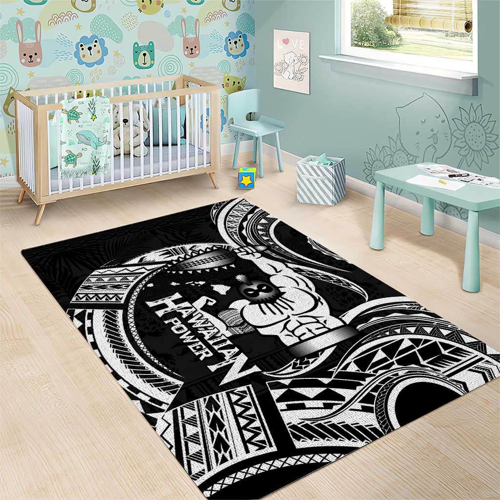 Black Hawaii Ikaika Warrior Area Rug Hawaiian Power LT14 - Polynesian Pride