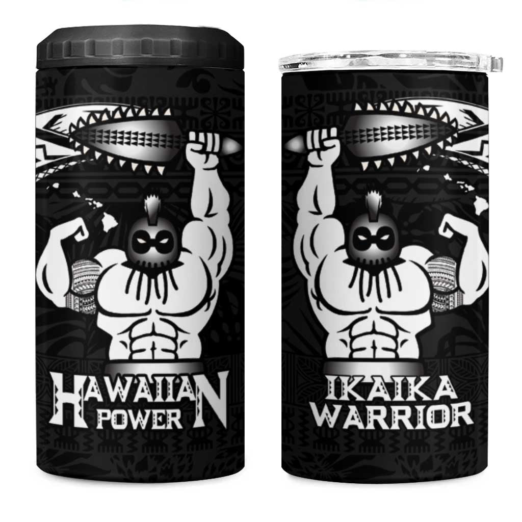 Black Hawaii Ikaika Warrior 4 in 1 Can Cooler Tumbler Hawaiian Power LT14 One Size: 16 oz Black - Polynesian Pride