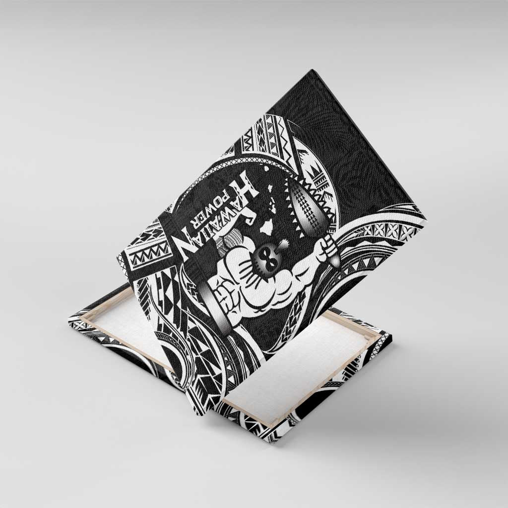 Black Hawaii Ikaika Warrior Canvas Wall Art Hawaiian Power LT14 With Frame Black - Polynesian Pride