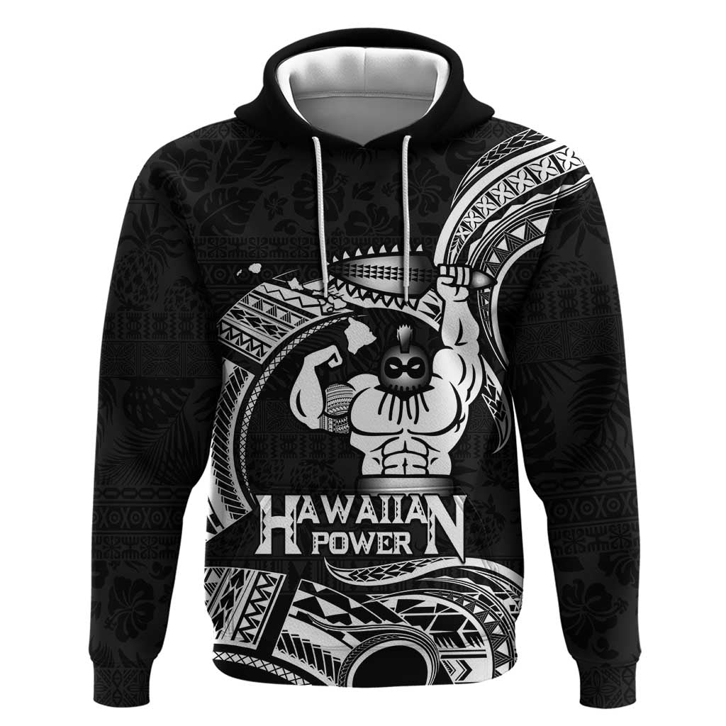 Black Hawaii Ikaika Warrior Hoodie Hawaiian Power LT14 Pullover Hoodie Black - Polynesian Pride