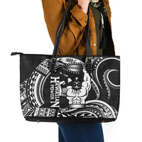 Black Hawaii Ikaika Warrior Leather Tote Bag Hawaiian Power LT14 - Polynesian Pride