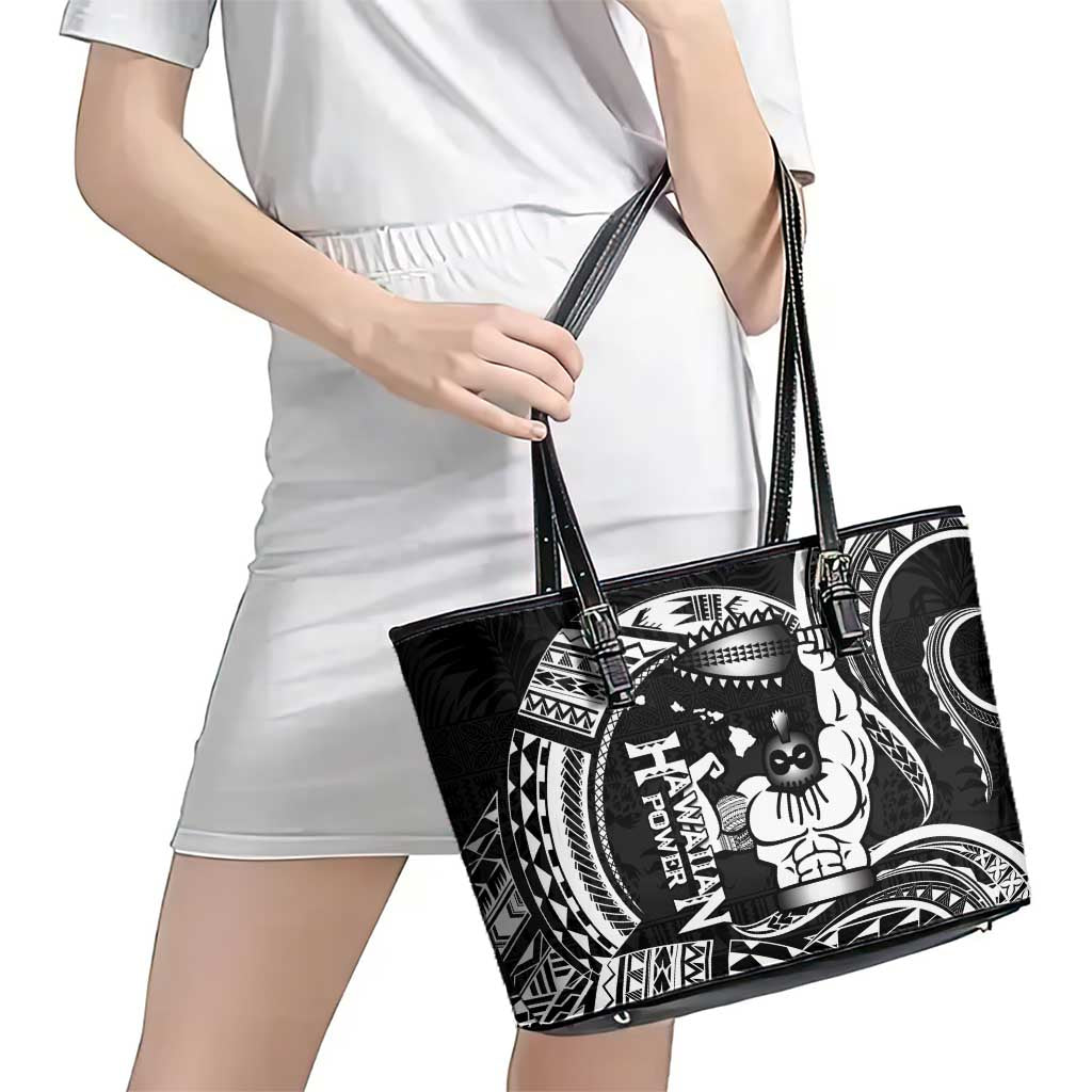 Black Hawaii Ikaika Warrior Leather Tote Bag Hawaiian Power LT14 - Polynesian Pride