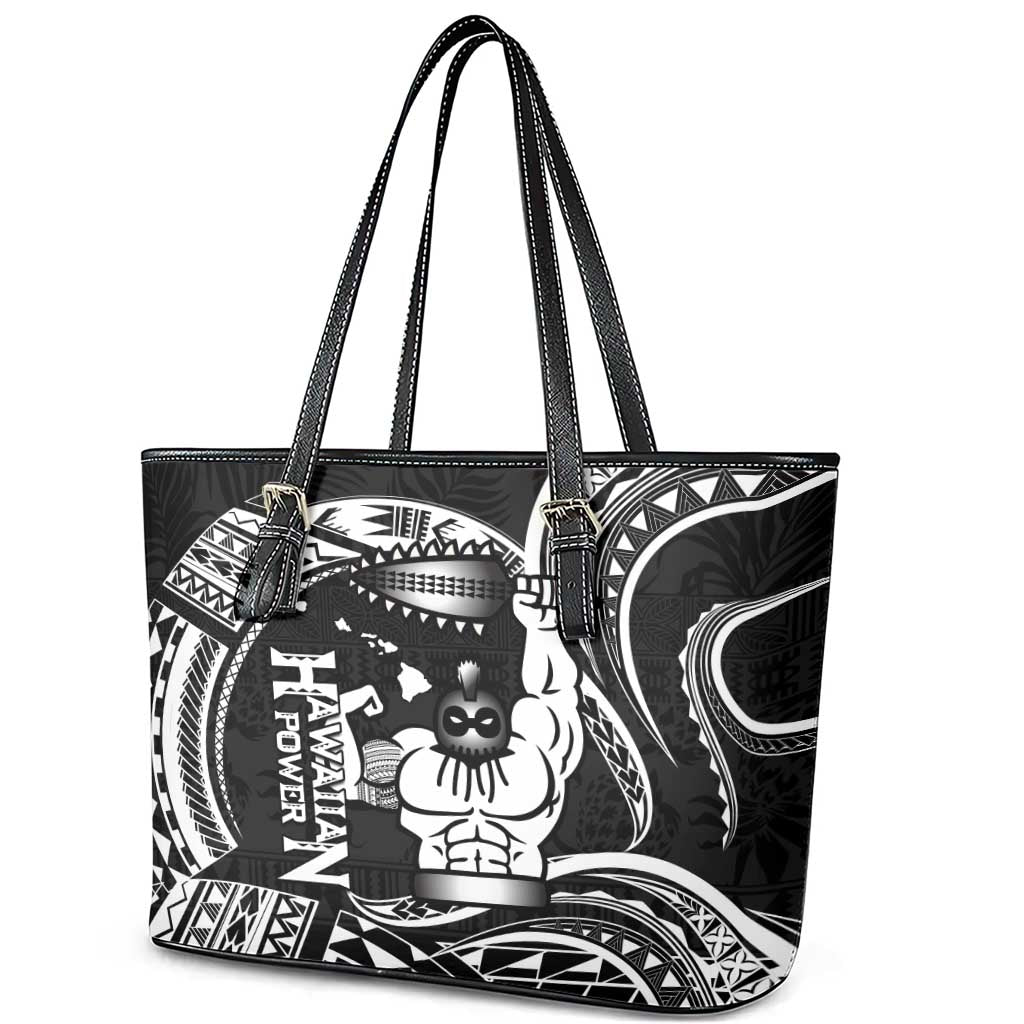 Black Hawaii Ikaika Warrior Leather Tote Bag Hawaiian Power LT14 - Polynesian Pride