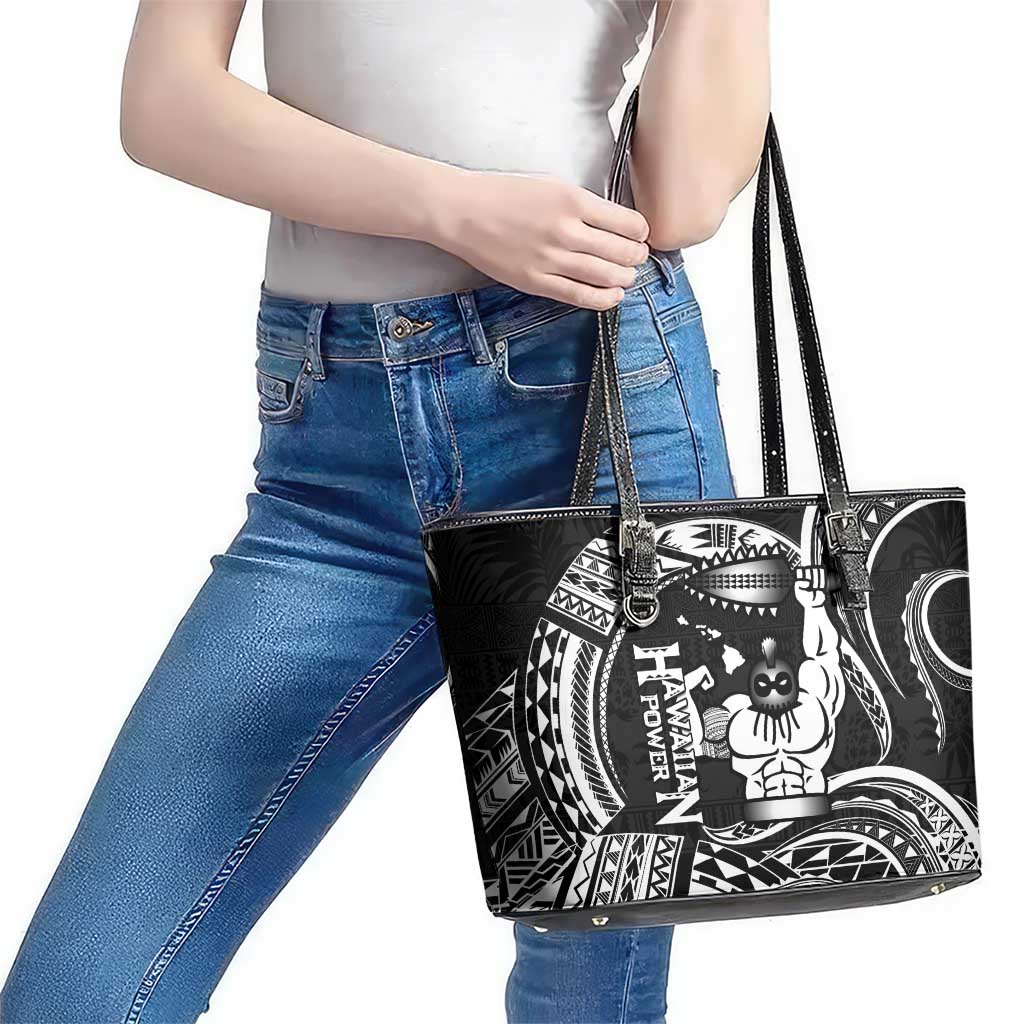 Black Hawaii Ikaika Warrior Leather Tote Bag Hawaiian Power LT14 - Polynesian Pride