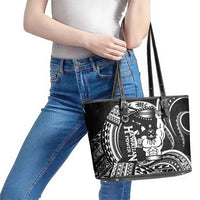 Black Hawaii Ikaika Warrior Leather Tote Bag Hawaiian Power LT14 - Polynesian Pride