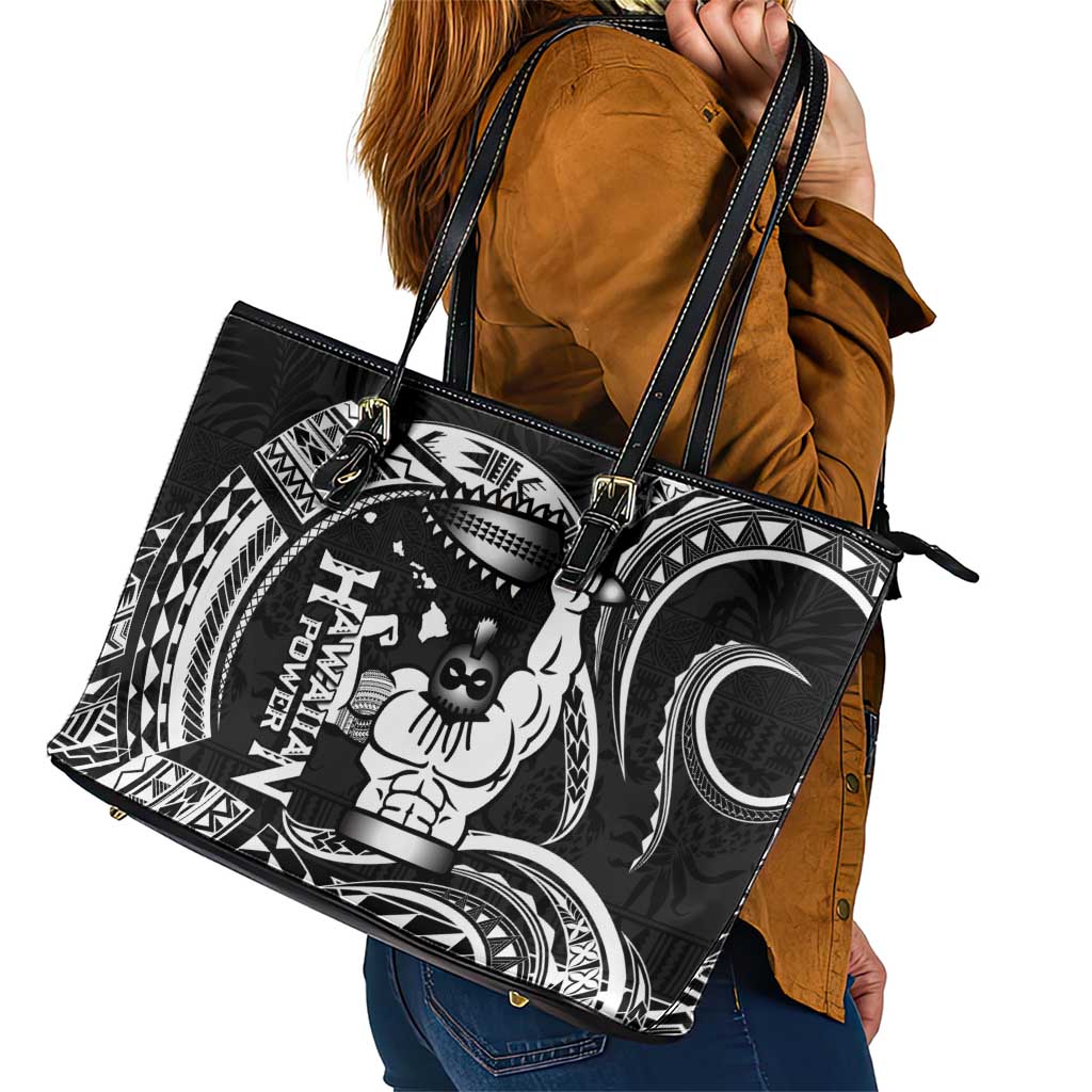 Black Hawaii Ikaika Warrior Leather Tote Bag Hawaiian Power LT14 - Polynesian Pride