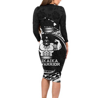 Black Hawaii Ikaika Warrior Long Sleeve Bodycon Dress Hawaiian Power LT14 - Polynesian Pride