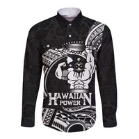 Black Hawaii Ikaika Warrior Long Sleeve Button Shirt Hawaiian Power LT14 Unisex Black - Polynesian Pride