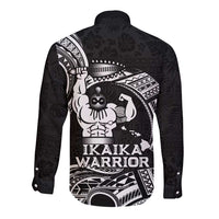 Black Hawaii Ikaika Warrior Long Sleeve Button Shirt Hawaiian Power LT14 - Polynesian Pride