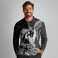 Black Hawaii Ikaika Warrior Long Sleeve Polo Shirt Hawaiian Power LT14 - Polynesian Pride
