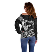 Black Hawaii Ikaika Warrior Off Shoulder Sweater Hawaiian Power LT14 - Polynesian Pride