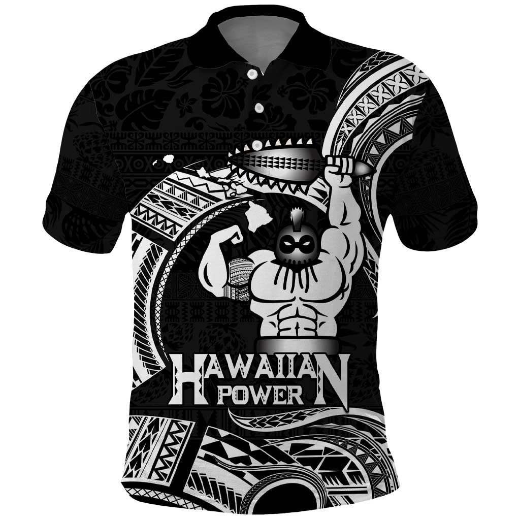 Black Hawaii Ikaika Warrior Polo Shirt Hawaiian Power LT14 Black - Polynesian Pride