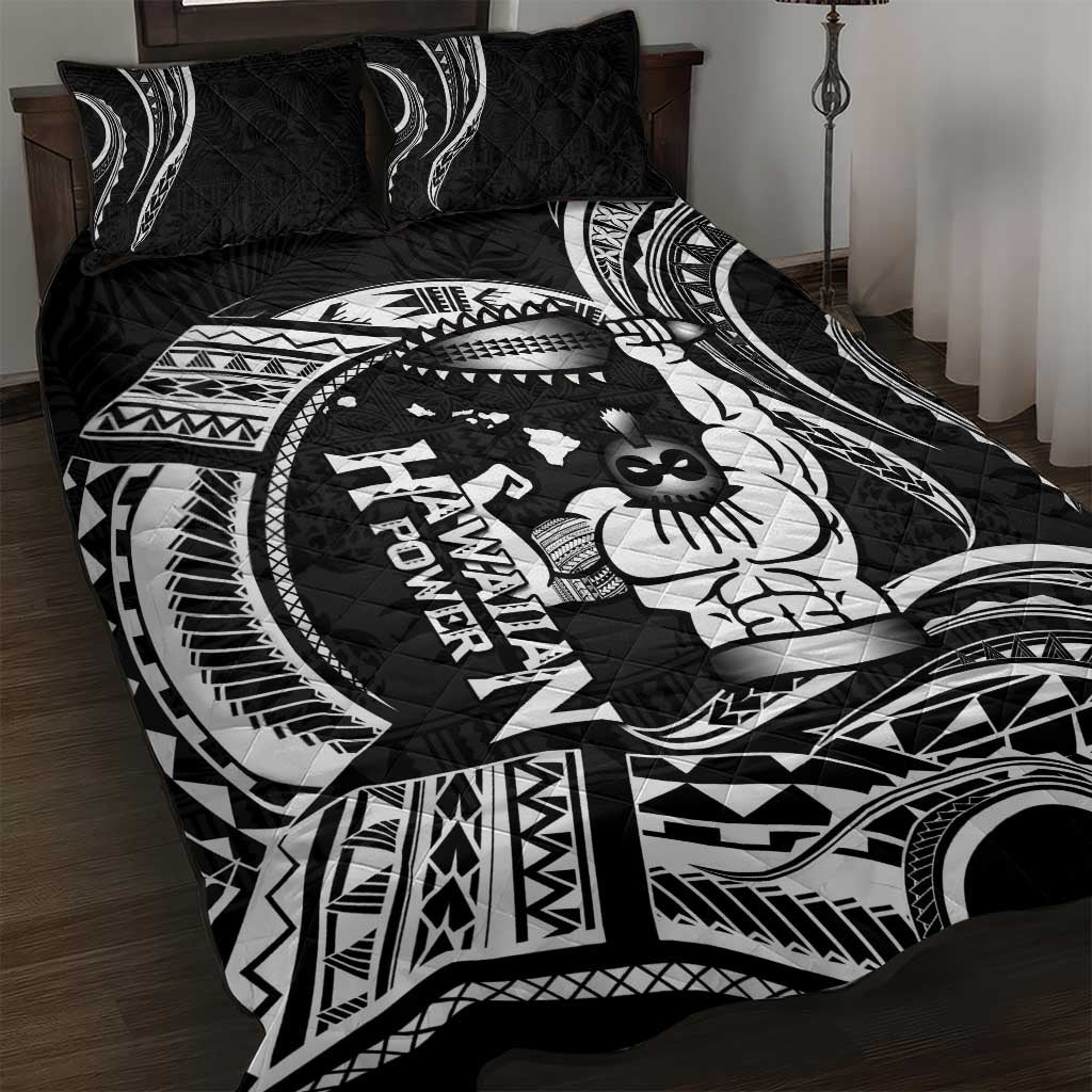 Black Hawaii Ikaika Warrior Quilt Bed Set Hawaiian Power LT14 Black - Polynesian Pride