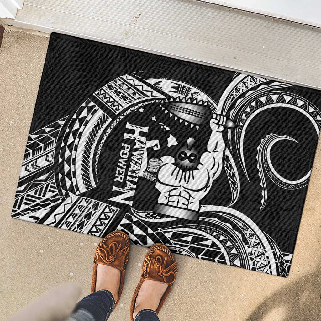 Black Hawaii Ikaika Warrior Rubber Doormat Hawaiian Power LT14 - Polynesian Pride