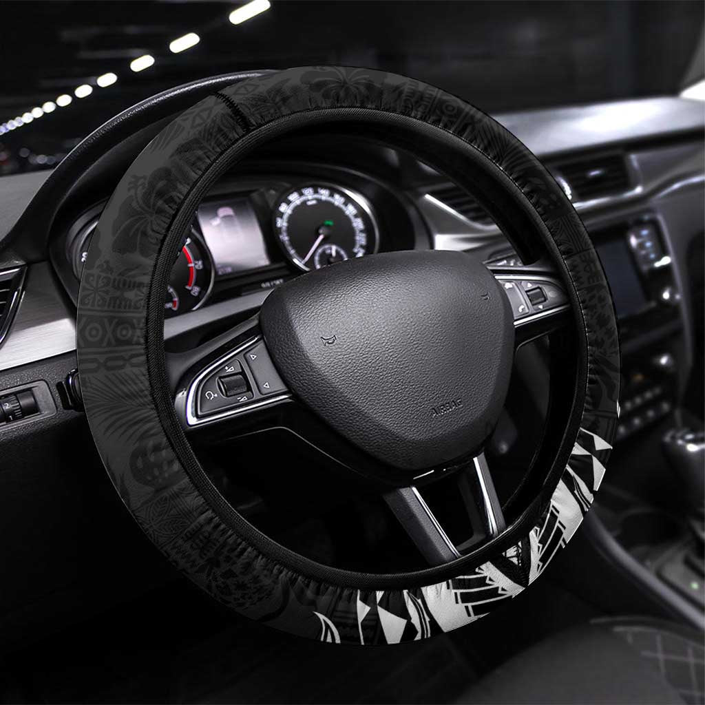Black Hawaii Ikaika Warrior Steering Wheel Cover Hawaiian Power LT14 Universal Fit Black - Polynesian Pride